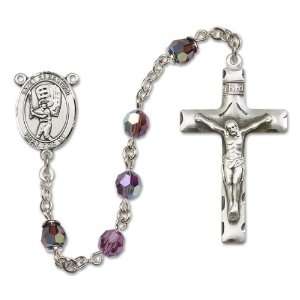   Rosary features a St. Saint Sebastian / Baseball Medal Pendant Center