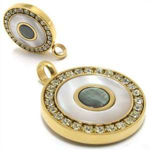  Womans Diamond Engraved Circular Pendant Necklace 