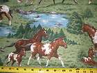 horses running in the field allover quilt fabric 2 yard