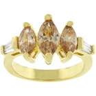 Goodin Gold Tone 3 Stone Marquise Cubic Zirconia Ring   Size 10