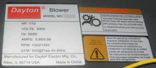 DAYTON PSC Blower Fan, 1/10HP, 230 Volts 1 Phase  