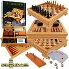 fermi Deluxe Wooden 3 in 1 Chess, Backgammon & Checker Set