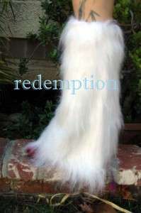 HUGE Cyber Goth Anime Monster Fur Boot Covers White  