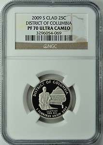 2009 S DISTRICT OF COLUMBIA CLAD 25C NGC PF70 ULTRA CAMEO  