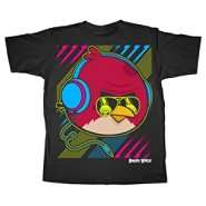 Angry Birds Boy’s T Shirt Red Bird With Headphones 