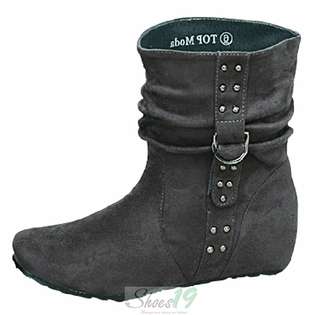 Top Moda Anne 2 Grey Women Flat Suede Ankle Boots at 