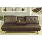 Poundex Espresso brown faux leather upholstered futon bed with center 