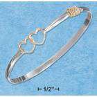   GOLD PLATED DOUBLE OPEN HEARTS BANGLE BRACELET WITH HOOK CLOSURE