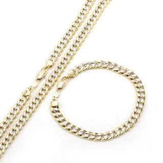 Heavy Mens 18k 2 tone gold filled necklace Curb chain Necklace 