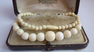 Antique/Art Deco/Edwardian Chinese Carved Ox Bone Bead Necklace  