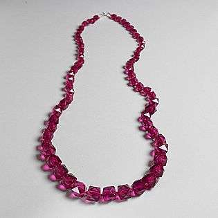 Fuschia Long Graduated Faceted Bead Necklace  Apostrophe Jewelry 