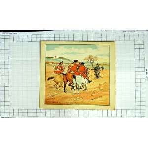   Colour Print Hunting Men Horses Scarecrow Farm Field: Home & Kitchen