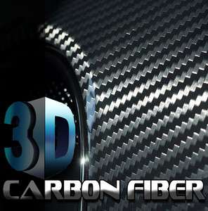   24 x 60 ( 2ft x 5ft ) 3D CARBON FIBER Black Vinyl Film Sheet  