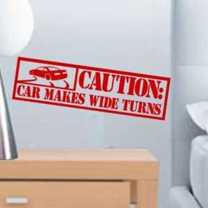  StikEez Red Drifting Decal: Caution Car Makes Wide Turns 