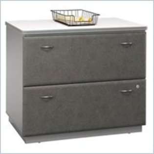   Drawer Lateral Wood File Storage Cabinet in White Spectrum and Pewter