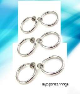 11~60mm spring Clip on hoops earrings Gold/SV wo mens  