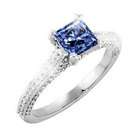   Gold Ring with square cut Fancy Blue Diamond 1/2 carat Princess cut