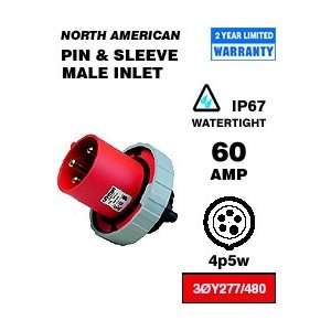  Leviton 560B7W 60 Amp 277/480 Volt 3PY Pin & Sleeve Inlet 