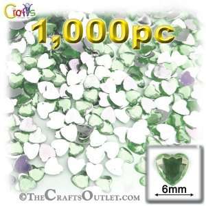  1,000pc Rhinestones Heart 6mm   Peridot Light Green Arts 