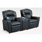  Home Theater Recliner Set with Storage Console   Material Blue Steel