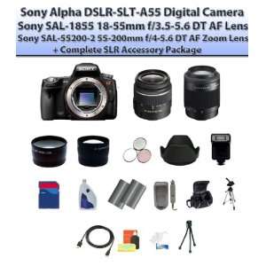 Sony Alpha DSLR SLT A55 Digital Camera W/18 55mm & 55 