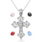   and Heart Shaped Cubic Zirconia Embellished Scrolling Cross Pendant