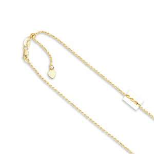  10k Solid Yellow Gold 1mm Adjustable Cable Chain 22 