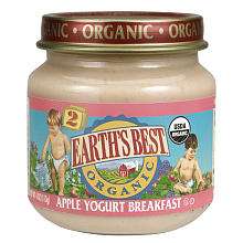 Earths Best 2nd Stage Baby Food Yogurt Oatmeal   Apple   Hain 