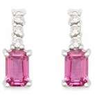   Diamond Earrings   Pink Sapphire & Diamond Earrings, in 14K White Gold