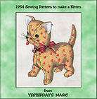 1950s Reproduced TOY SEWING PATTERN to make an 8 high Kitten / Cat