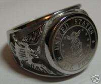 Mens Stainless Steel Air Force Ring Sz 10  