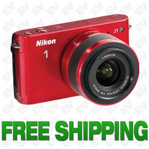 Nikon 1 J1 Mirrorless Digital Camera with 10 30 mm Lens (Red) New 