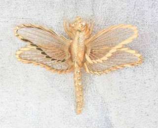   art moderne goldtone dragonfly brooch with safety clasp marked