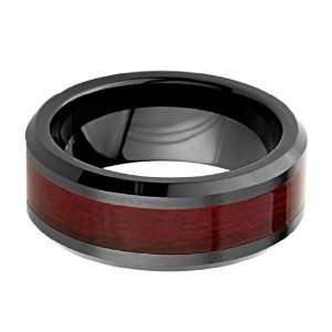   COMFORT FIT Mahagony Inlay Wedding Band Ring (Size 5 to 15)   Size 8