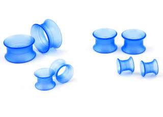 DOUBLE FLARE Silicone BLUE Ear Skins TUNNEL EAR PLUGS  
