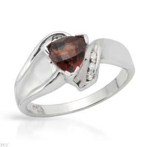 14K White Gold 0.98 CTW Garnet and 0.02 CTW Color H SI1 SI2 Diamond 