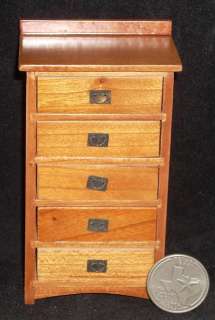   Miniature Pecan Small Chest / Bureau / Set of Drawers 1:12 Scale
