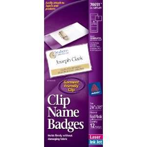  Avery Garment Friendly Clip Style Name Badges, 2.25Inches 