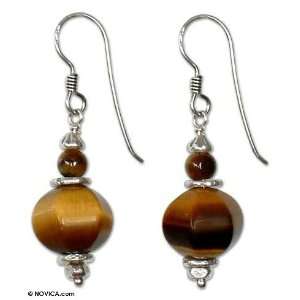  Tigers eye earrings, Golden Lantern 0.8 W 1.8 L 