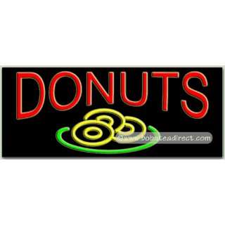 Donut: Red & Logo Neon Sign (13H x 32L x 3D):  Grocery 