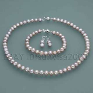 sets 7 8mm white purple pink multicolor akoya pearl necklace bracelets 