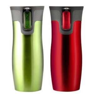  Insulated Travel Mugs *(2 Pack Red and Green)*: Kitchen & Dining