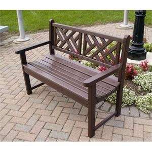  Poly Wood Chippendale 48 Inch Bench   White Patio, Lawn 