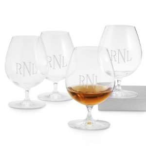   Four Brandy Glasses With Monogram Gift 