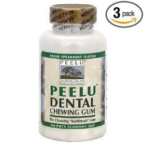 Peelu Gum, Spearmint Flavor, 100 Piece Package (Pack of 3)  