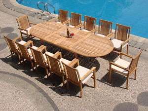   11pc Dining 117 Oval Table Stacking Arm Chair Set Outdoor NW  