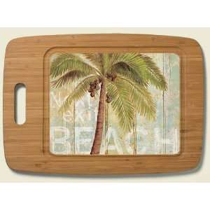   Beach Palm Tree Theme Kitchen Bamboo Cutting Board: Kitchen & Dining