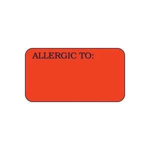  UL180 Chart Label Allergic To, Red 1 5/8x7/8 500 Per Roll 