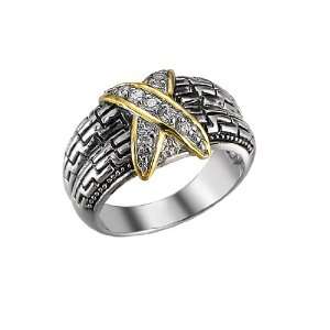  Designer Inspired Two Tone X Pave Ring (8) Jewelry