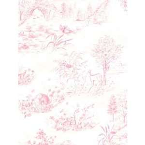  Pink Woodland Animal Toile Wallpaper Baby